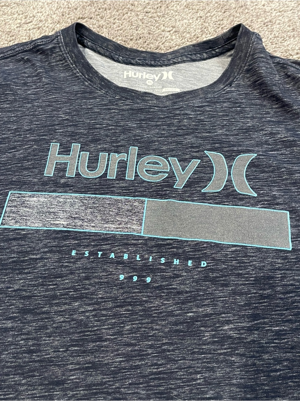 Hurley Nike Dri-FIT Men’s XL Navy Heather Graphic Performance T-Shirt